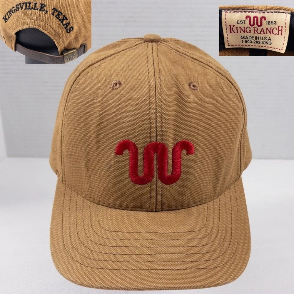 Vintage King Ranch Running W Hat Canvas Rare Leather Strapback Vintage Texas USA